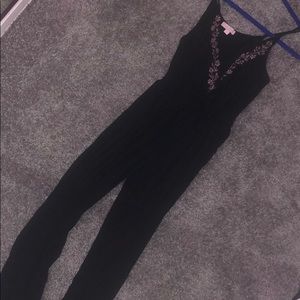 Black and pink floral print play suit